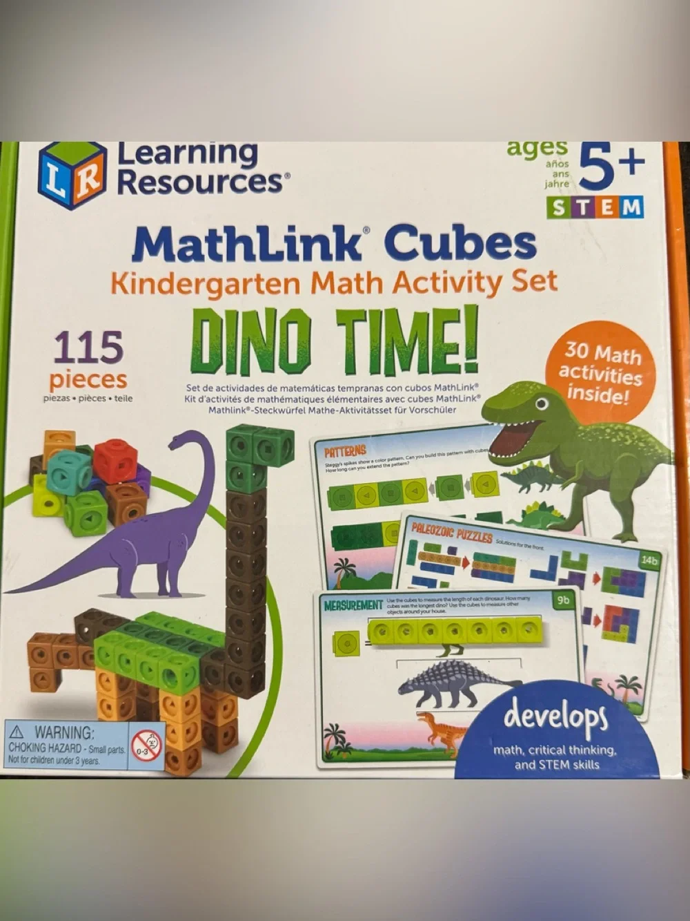 MathLink Cubes Dino Time! Kindergarten Math Activity Set